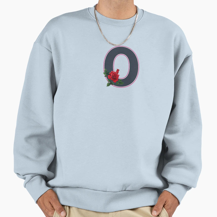 Rose Initial O Letter Romantic Gift Sweatshirt - Custom Art Print Men Women - T-Shirt, Sweatshirt, Hoodie