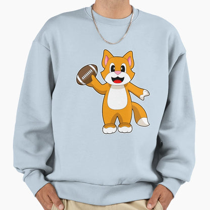 Cat American Football Sports Sweatshirt - Minimalist Print for Adults - T-Shirt, Sweatshirt, Hoodie