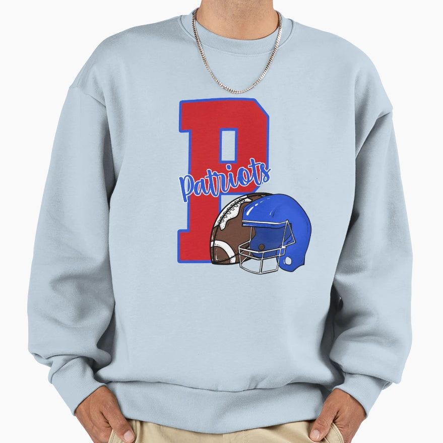 Patriots Football And Helmet Sweatshirt - Trendy Graphic for Adults - T-Shirt, Sweatshirt, Hoodie