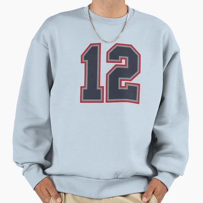 12 Navy Grey Red Sports Number Twelve Sweatshirt - Streetwear Style Unisex - T-Shirt, Sweatshirt, Hoodie