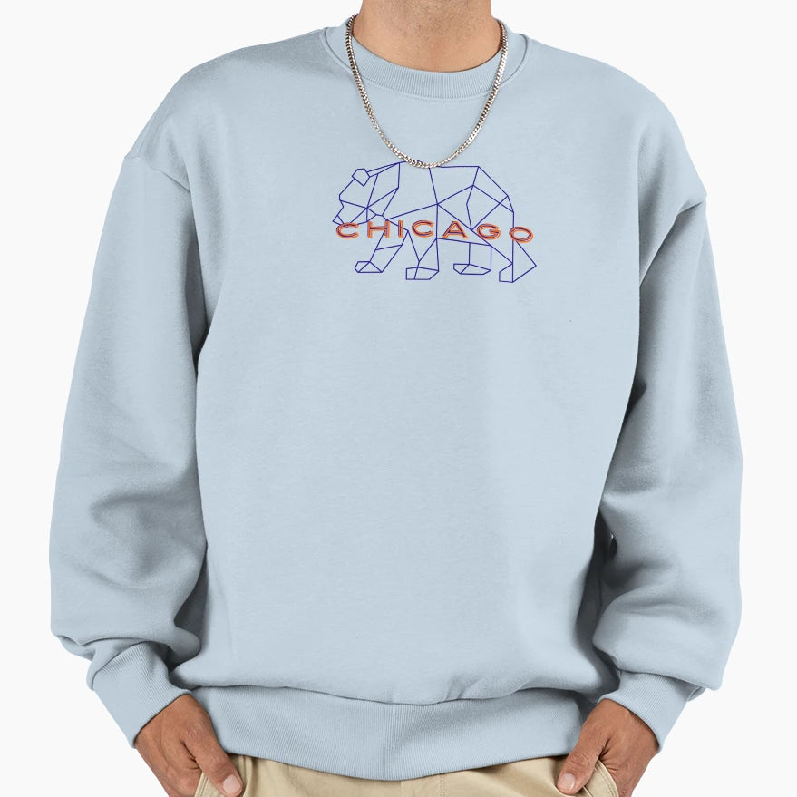 Line Art Chicago Bear Sweatshirt - Unique Graphic for Adults - T-Shirt, Sweatshirt, Hoodie