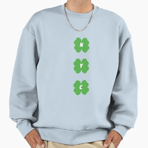 Nyc White Four Leaf Clover St Sweatshirt - Casual Everyday Wear Unisex - T-Shirt, Sweatshirt, Hoodie