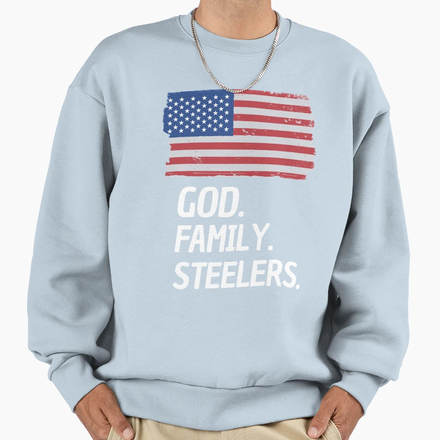 God Family Steelers Veterans Day Sweatshirt - Fun Novelty Design Men Women - T-Shirt, Sweatshirt, Hoodie