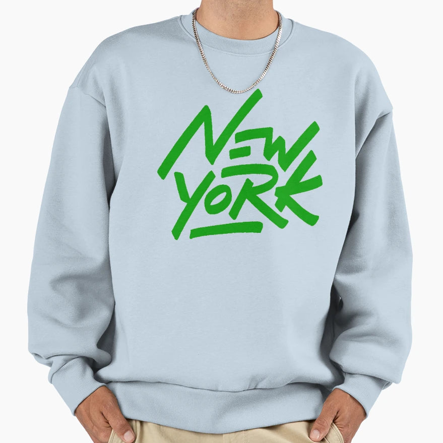 Green And White New York Sweatshirt - Graphic Print Men Women - T-Shirt, Sweatshirt, Hoodie