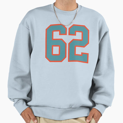 62 Number Aqua Orange Lucky Sports Sweatshirt - Unique Graphic Men Women - T-Shirt, Sweatshirt, Hoodie