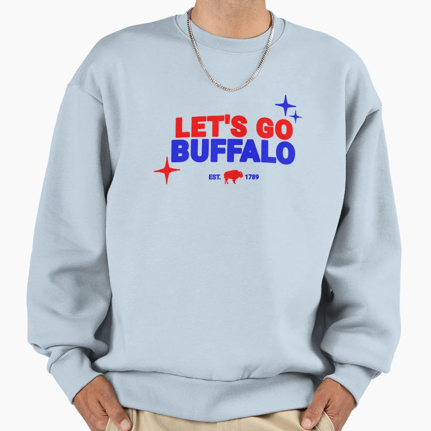 Lets Go Buffalo Football Colors Sweatshirt - Novelty Apparel Men Women - T-Shirt, Sweatshirt, Hoodie