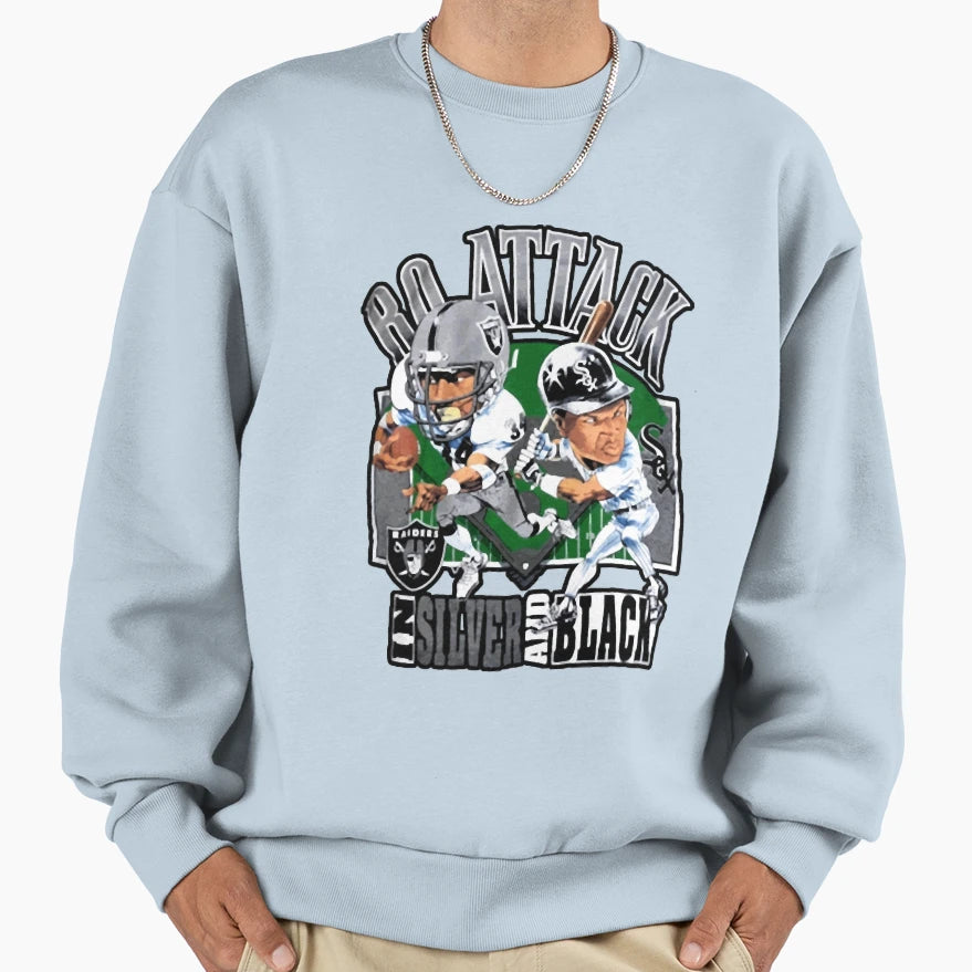 Bo Attack Silver And Black Sweatshirt - Casual Everyday Wear for Adults - T-Shirt, Sweatshirt, Hoodie