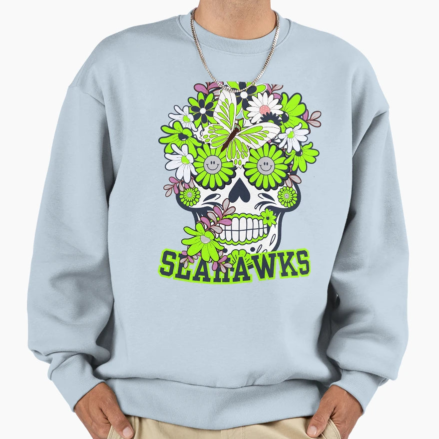 Seattle Seahawks Scull Sweatshirt - Fun Novelty Design Men Women - T-Shirt, Sweatshirt, Hoodie