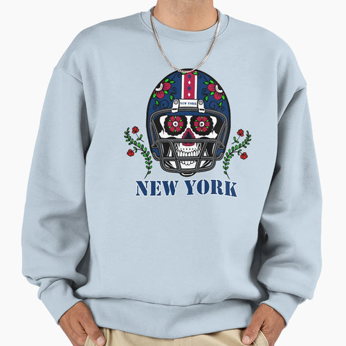 New York Ny Football Helmet Sugar Skull Sweatshirt - Unique Graphic Unisex - T-Shirt, Sweatshirt, Hoodie