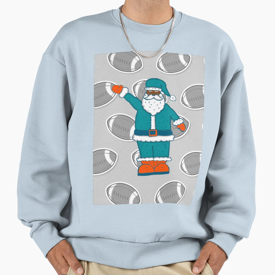 Teal Blue Orange Black Santa Sweatshirt - Fun Novelty Design for Adults - T-Shirt, Sweatshirt, Hoodie