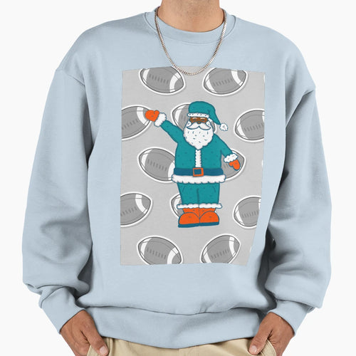 Teal Blue Orange Black Santa Sweatshirt - Fun Novelty Design for Adults - T-Shirt, Sweatshirt, Hoodie