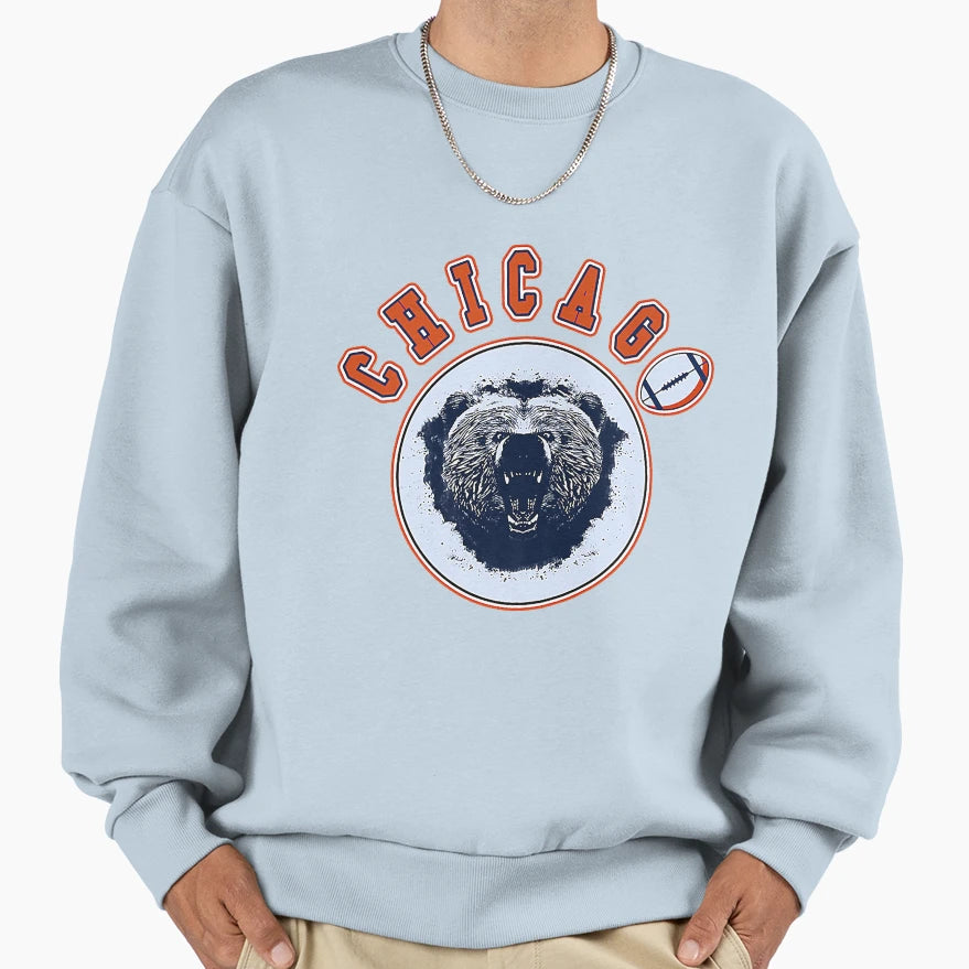 Chicago Football Bear Illinois Sweatshirt - Minimalist Print Men Women - T-Shirt, Sweatshirt, Hoodie
