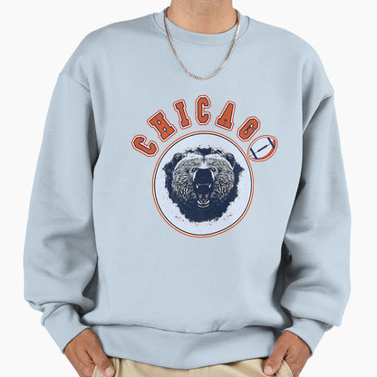Chicago Football Bear Illinois Sweatshirt - Minimalist Print Men Women - T-Shirt, Sweatshirt, Hoodie