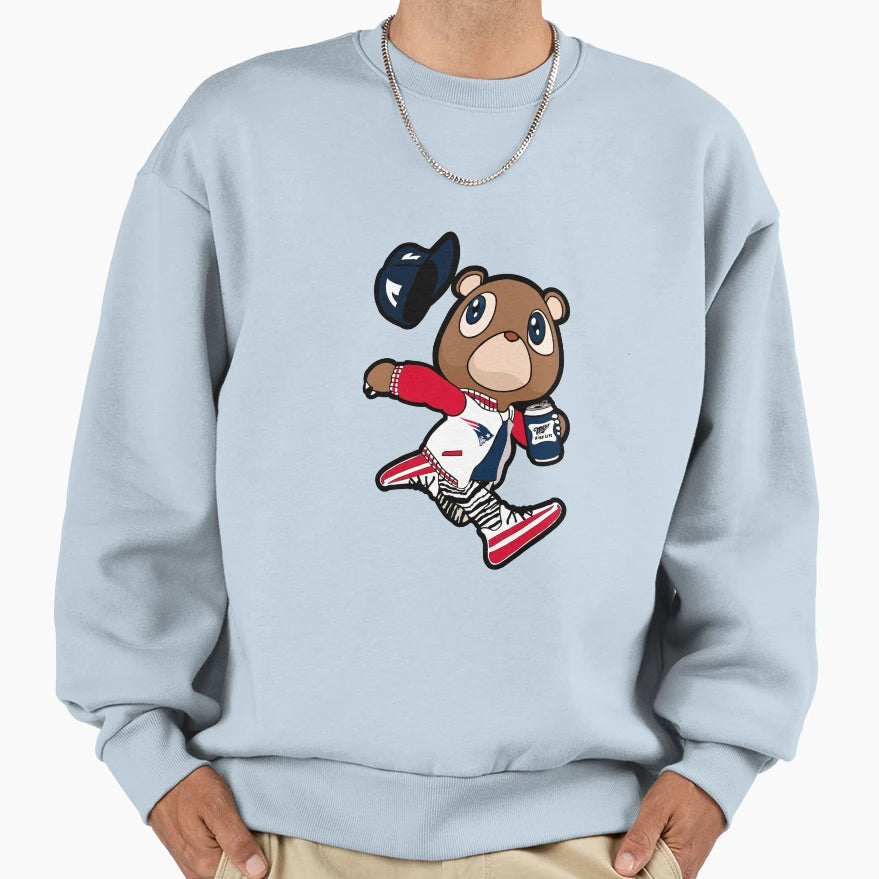 Patriots Football Feat Kanye West Bear Sweatshirt - Trendy Graphic Unisex - T-Shirt, Sweatshirt, Hoodie