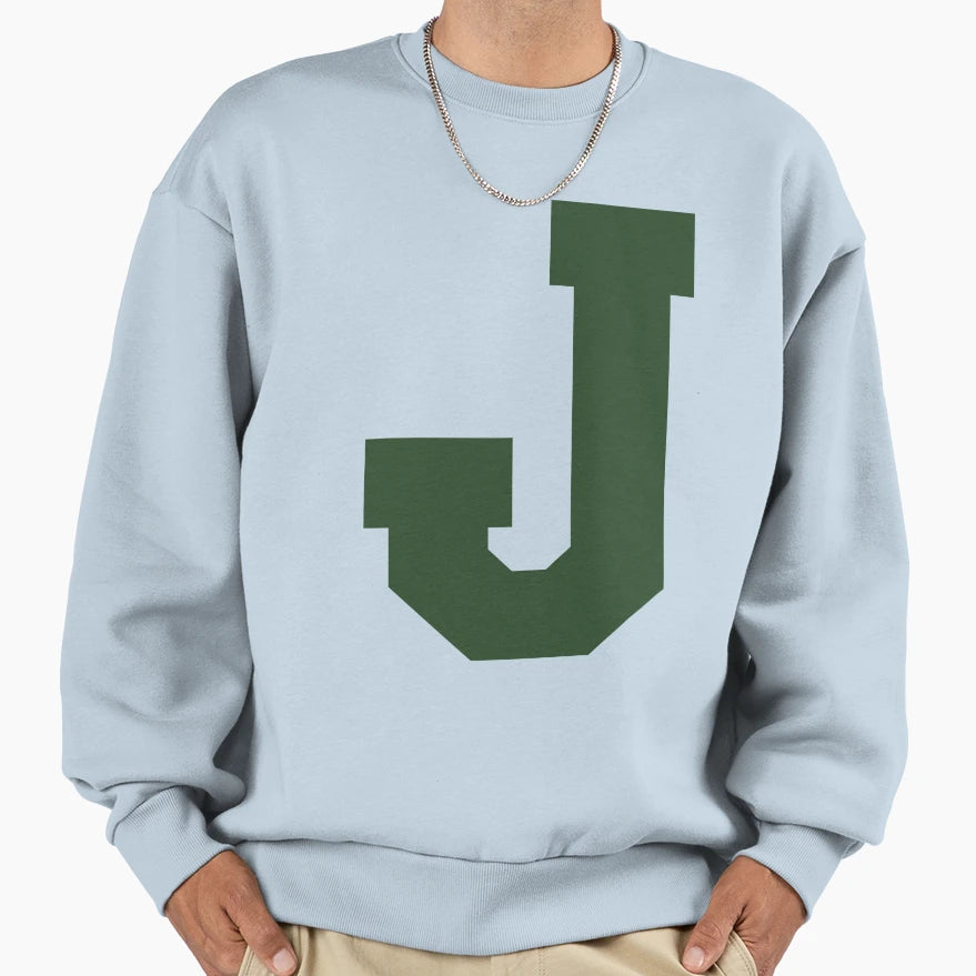 Alphabet Green J Sports Letter J Sweatshirt - Fun Novelty Design for Adults - T-Shirt, Sweatshirt, Hoodie