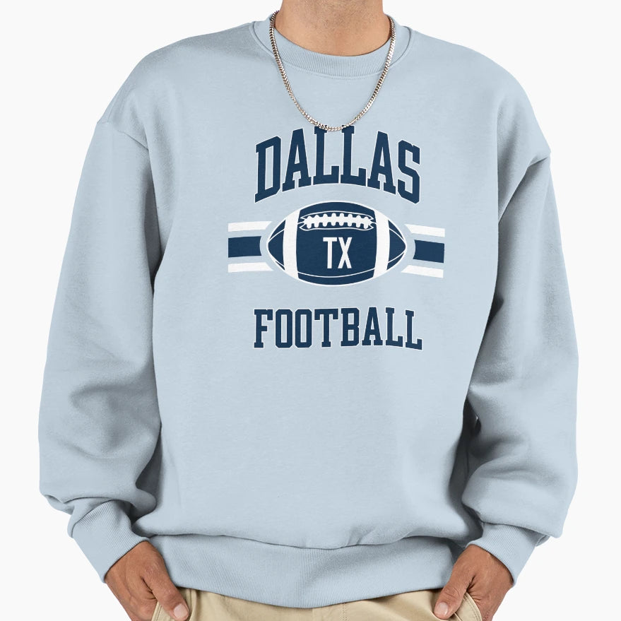 Dallas Football Blue Sweatshirt - Graphic Print Unisex - T-Shirt, Sweatshirt, Hoodie