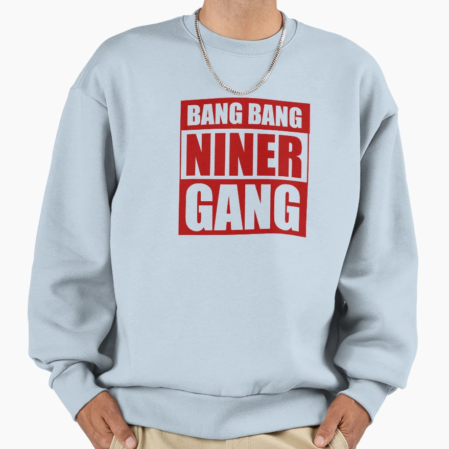 Bang Bang Niner Gang Red 49Ers Sweatshirt - Graphic Print for Adults - T-Shirt, Sweatshirt, Hoodie