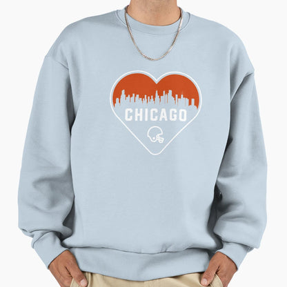I Love Chicago Football Heart Sweatshirt - Fun Novelty Design Men Women - T-Shirt, Sweatshirt, Hoodie
