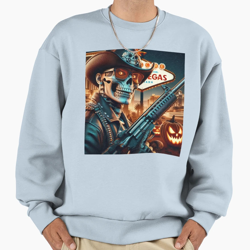 Halloween Skeleton Cowboy Fury Sweatshirt - Streetwear Style Men Women - T-Shirt, Sweatshirt, Hoodie