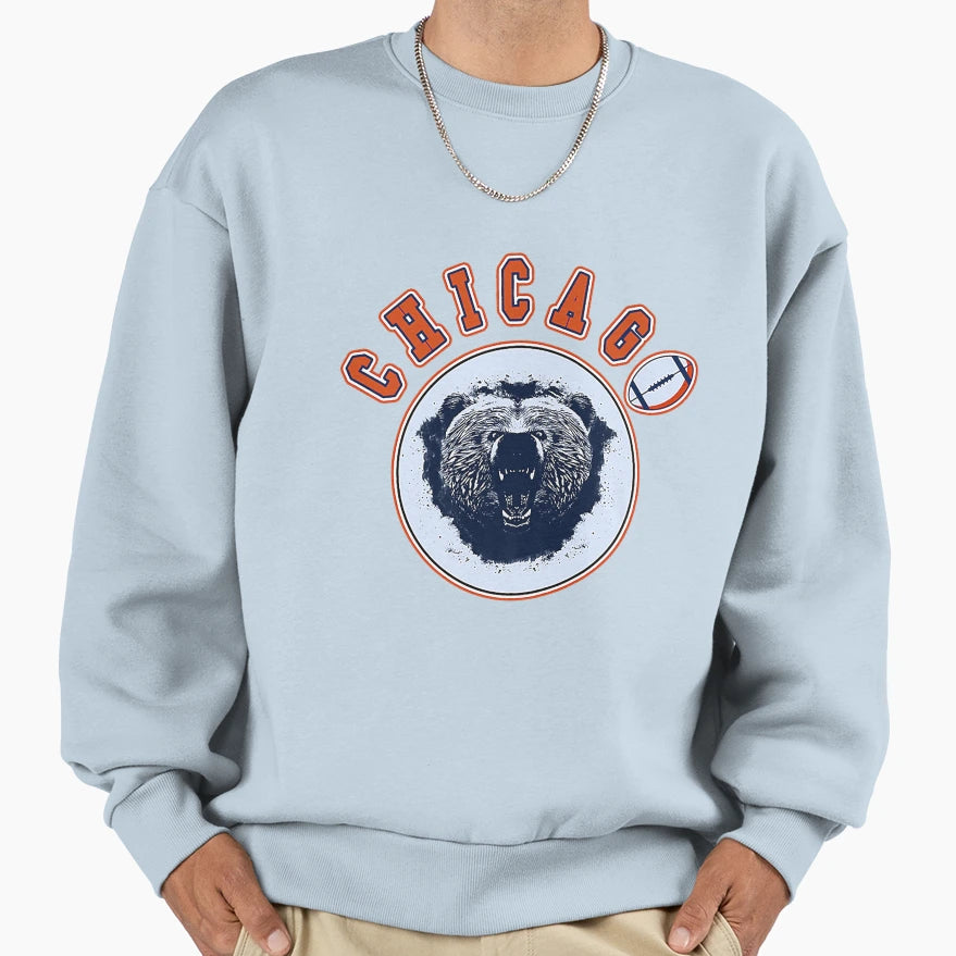 Chicago Football Bear Illinois Sweatshirt - Custom Art Print for Adults - T-Shirt, Sweatshirt, Hoodie