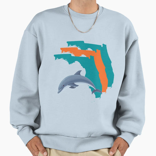 Florida Border Dolphins Sweatshirt - Fun Novelty Design for Adults - T-Shirt, Sweatshirt, Hoodie