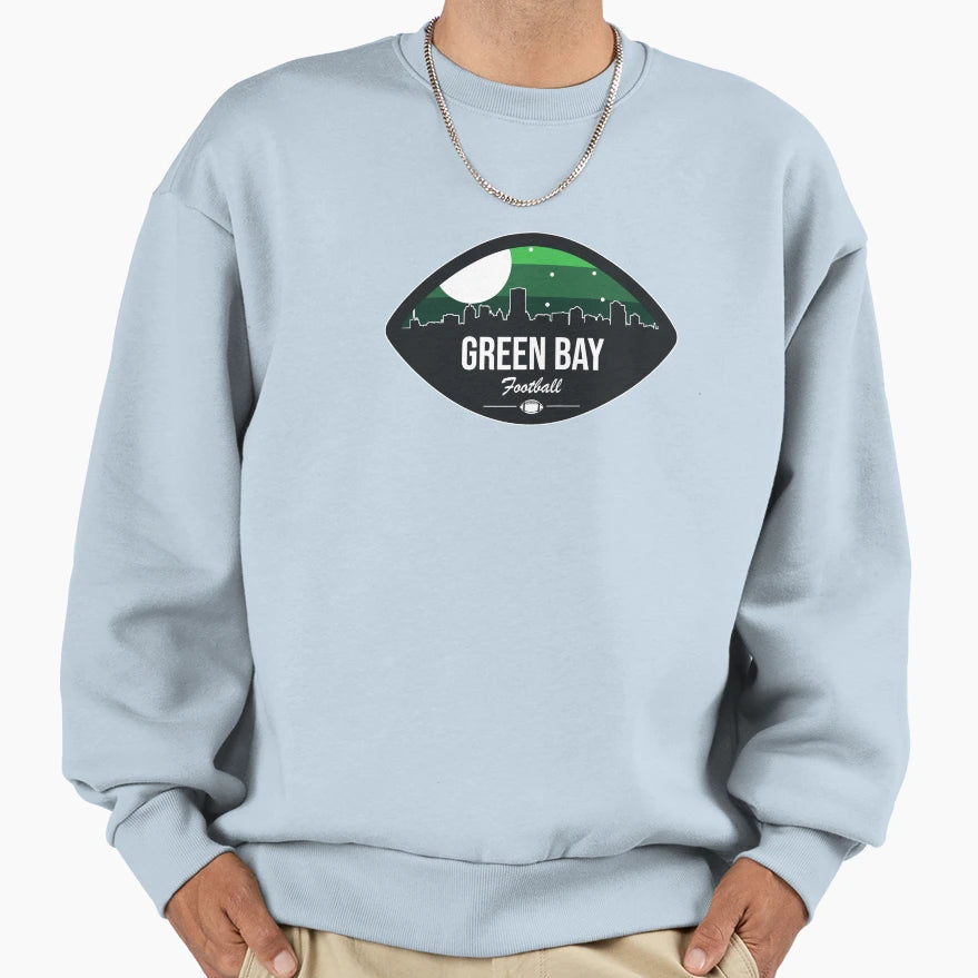 Green Bay Football Skyline Badge Sweatshirt - Casual Everyday Wear Unisex - T-Shirt, Sweatshirt, Hoodie