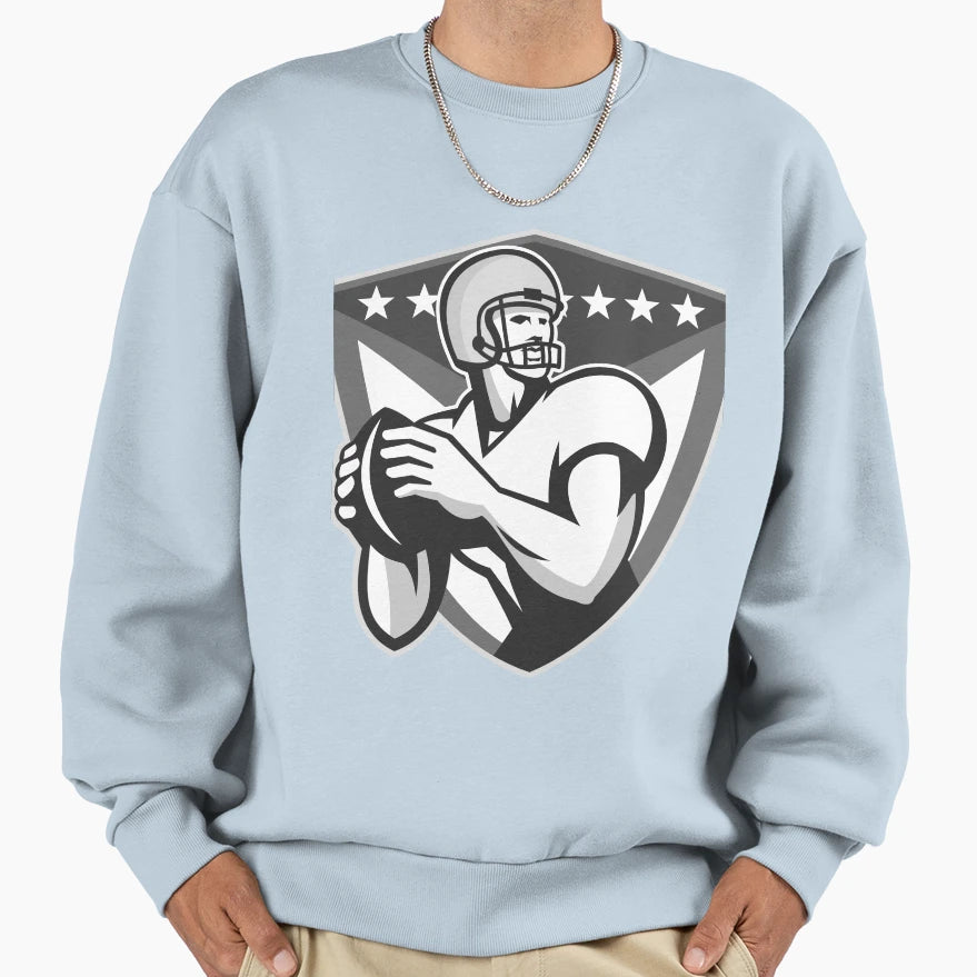 American Football Player Throwing Ball Sweatshirt - Trendy Graphic Unisex - T-Shirt, Sweatshirt, Hoodie