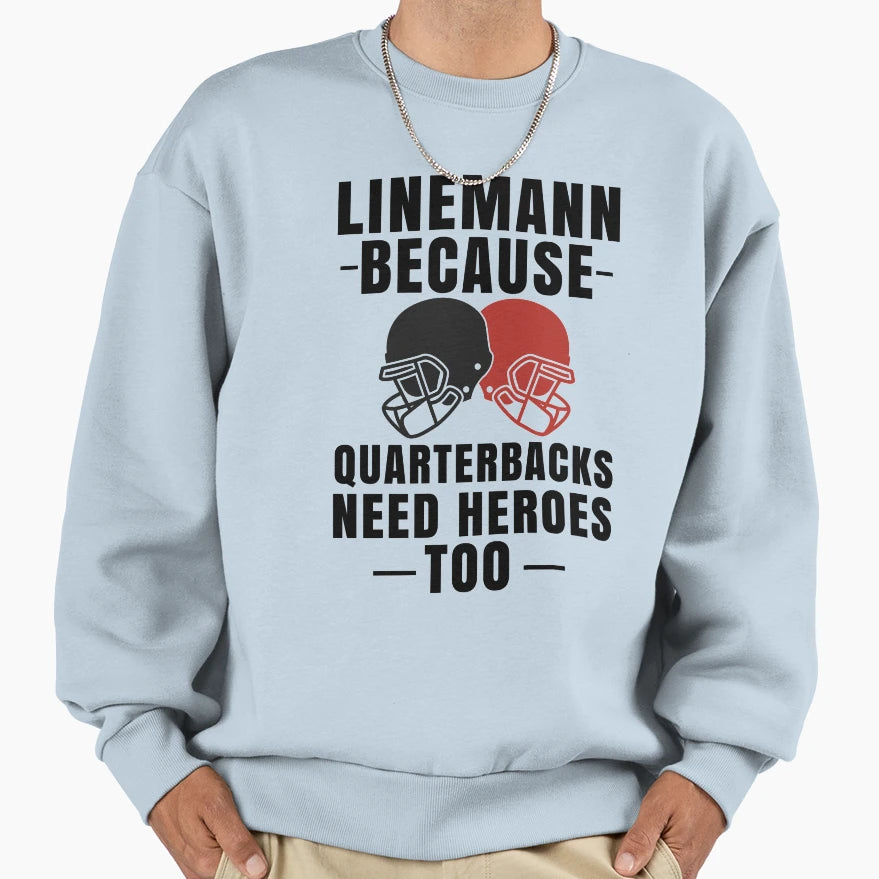 Funny Football Lineman Quarterback Sweatshirt - Minimalist Print Unisex - T-Shirt, Sweatshirt, Hoodie