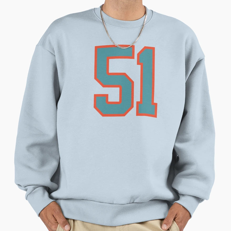 51 Number Aqua Orange Lucky Sports Sweatshirt - Graphic Print Men Women - T-Shirt, Sweatshirt, Hoodie