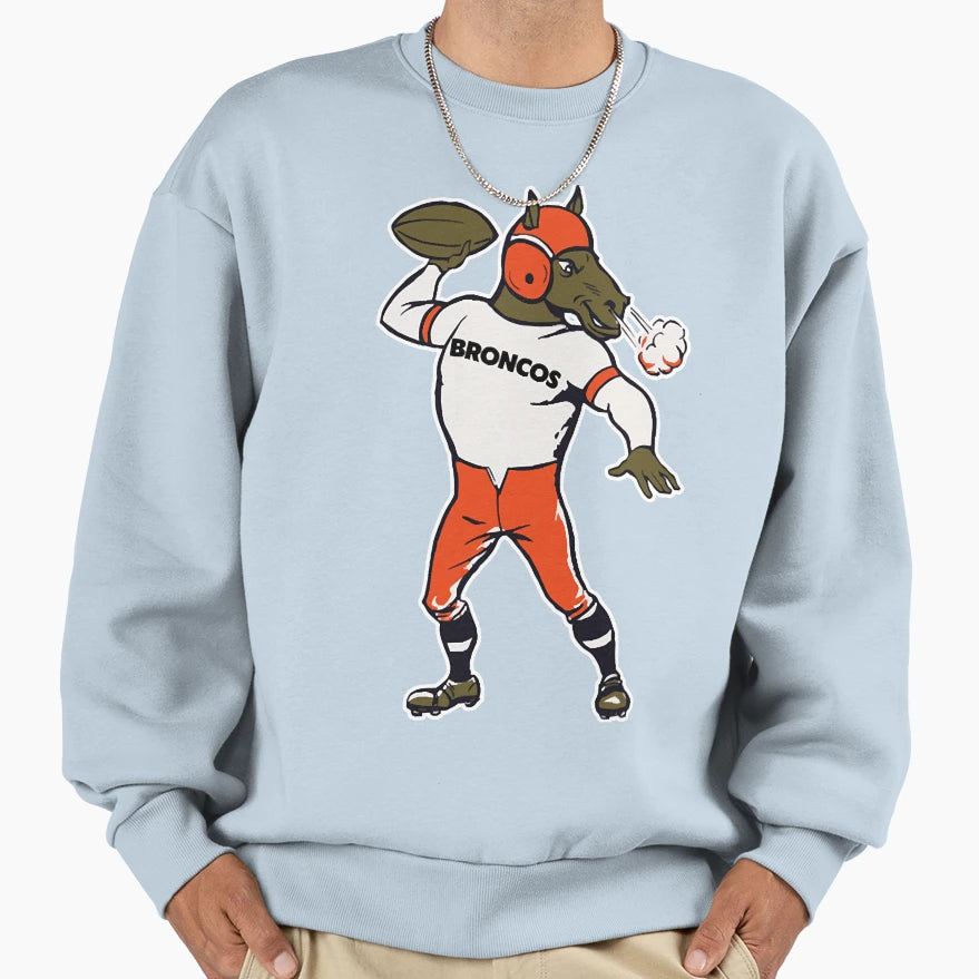 Denver Broncos Mascot Fan Sweatshirt - Custom Art Print for Adults - T-Shirt, Sweatshirt, Hoodie