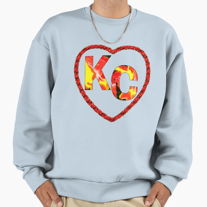 Red Yellow Kc Heart Team Colors Jdp 01 Sweatshirt - Trendy Graphic Unisex - T-Shirt, Sweatshirt, Hoodie