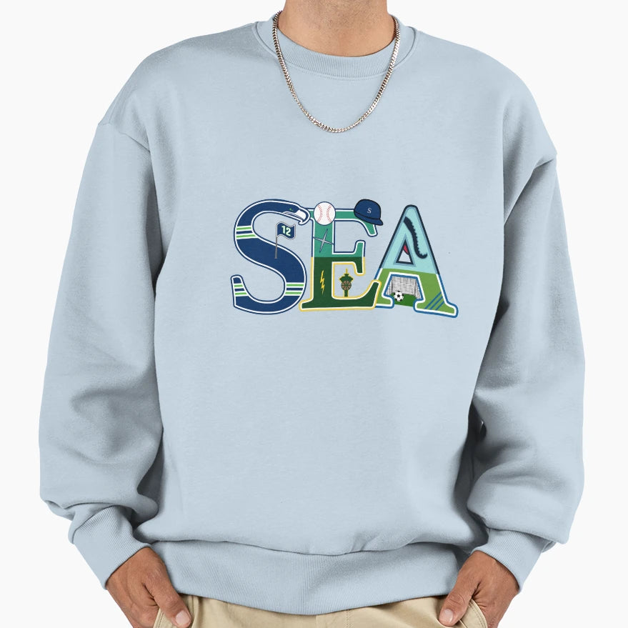 Seattle City Sports 5 Teams Sweatshirt - Unique Graphic Men Women - T-Shirt, Sweatshirt, Hoodie