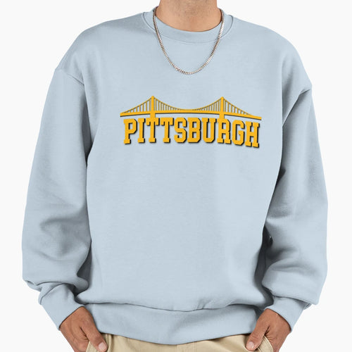 Pittsburgh Bridge Black Sweatshirt - Fun Novelty Design for Adults - T-Shirt, Sweatshirt, Hoodie