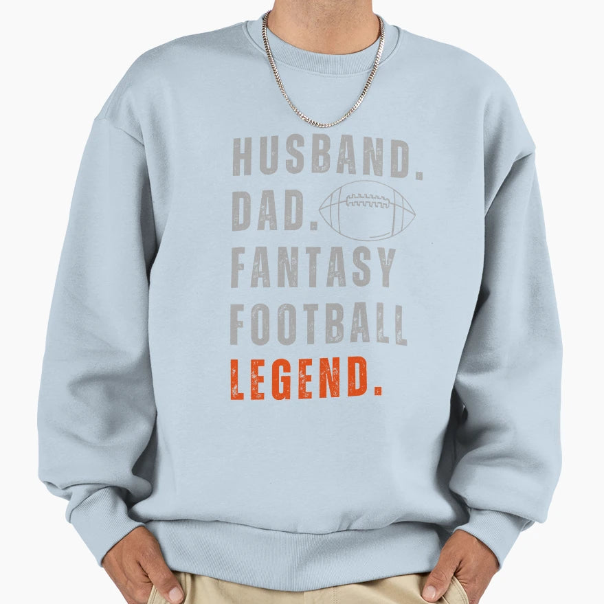 Hustband Dad Fantasy Football Sweatshirt - Custom Art Print for Adults - T-Shirt, Sweatshirt, Hoodie
