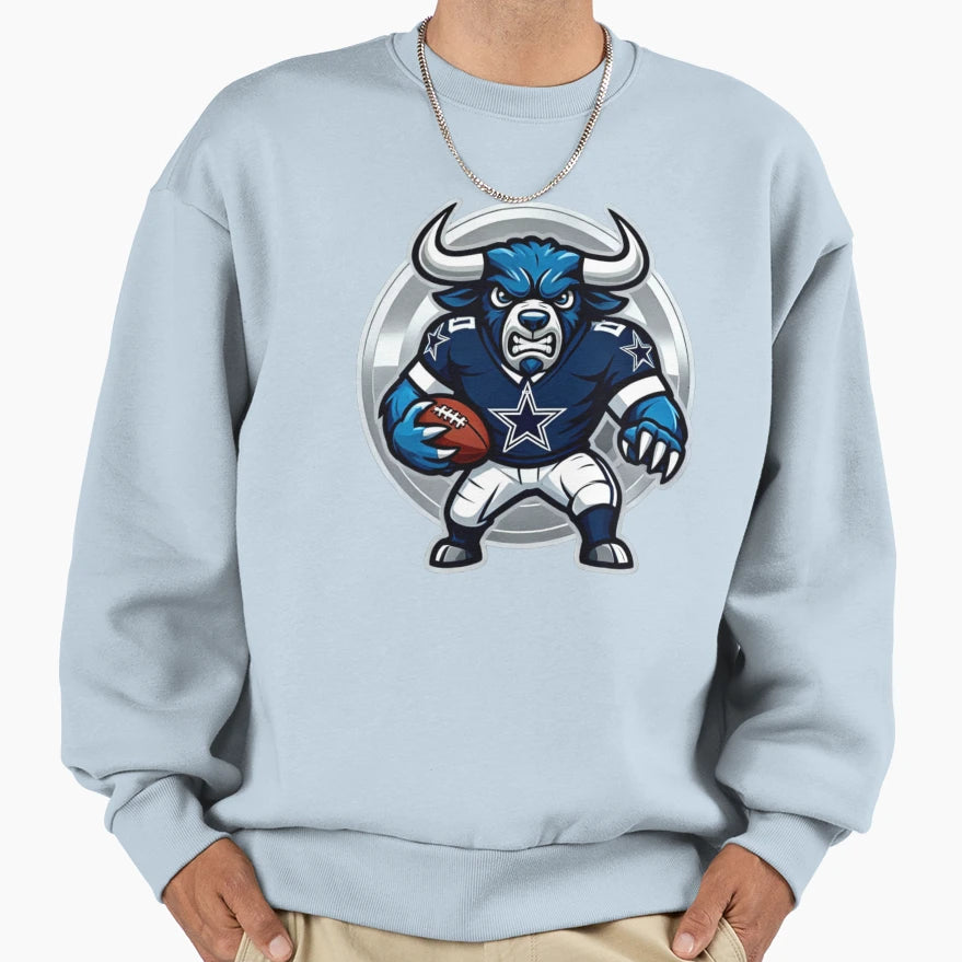 Aggressive Blue Ox Football Sweatshirt - Minimalist Print for Adults - T-Shirt, Sweatshirt, Hoodie
