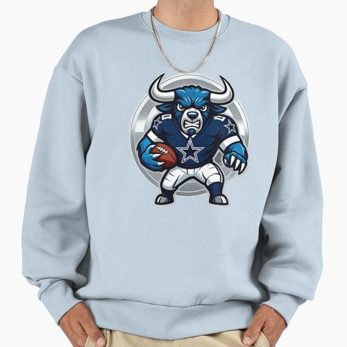 Aggressive Blue Ox Football Sweatshirt - Minimalist Print for Adults - T-Shirt, Sweatshirt, Hoodie