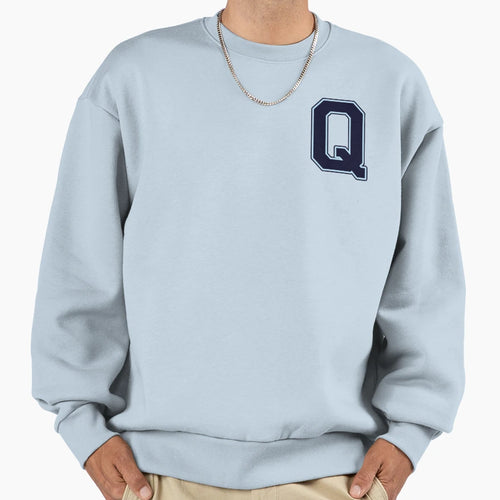 Navy Blue Letter Q Initial Monogram Sweatshirt - Minimalist Print Unisex - T-Shirt, Sweatshirt, Hoodie