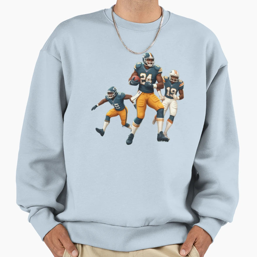 Dynamic American Football Artwork Sweatshirt - Trendy Graphic Men Women - T-Shirt, Sweatshirt, Hoodie