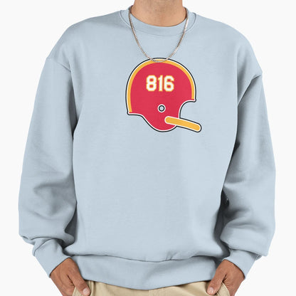 Kansas City Chiefs 816 Helmet Sweatshirt - Fun Novelty Design Unisex - T-Shirt, Sweatshirt, Hoodie
