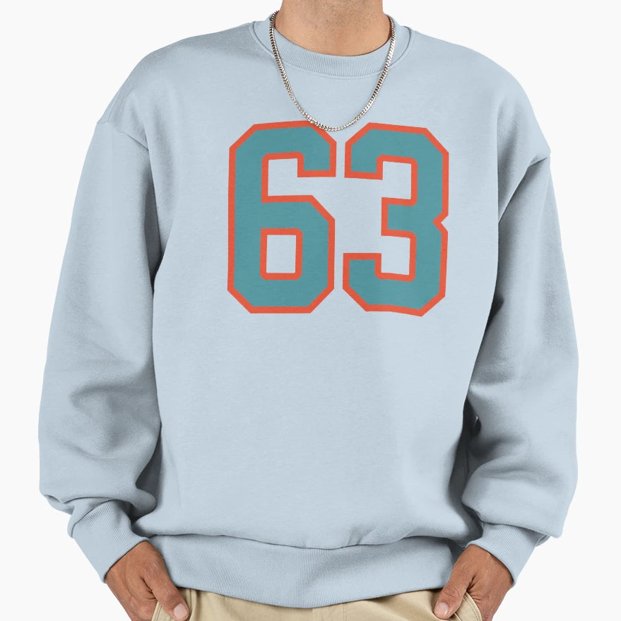 63 Number Aqua Orange Lucky Sports Sweatshirt - Streetwear Style Unisex - T-Shirt, Sweatshirt, Hoodie