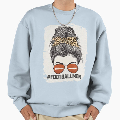 Bleached Football Mom Messy Bun Sweatshirt - Custom Art Print for Adults - T-Shirt, Sweatshirt, Hoodie