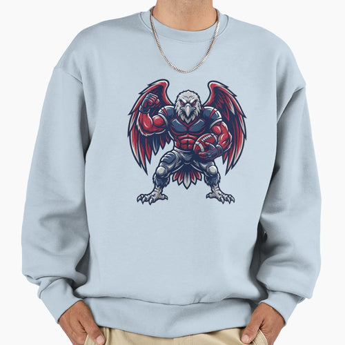 Fierce Eagle Football Mascot Winged Sweatshirt - Graphic Print Men Women - T-Shirt, Sweatshirt, Hoodie