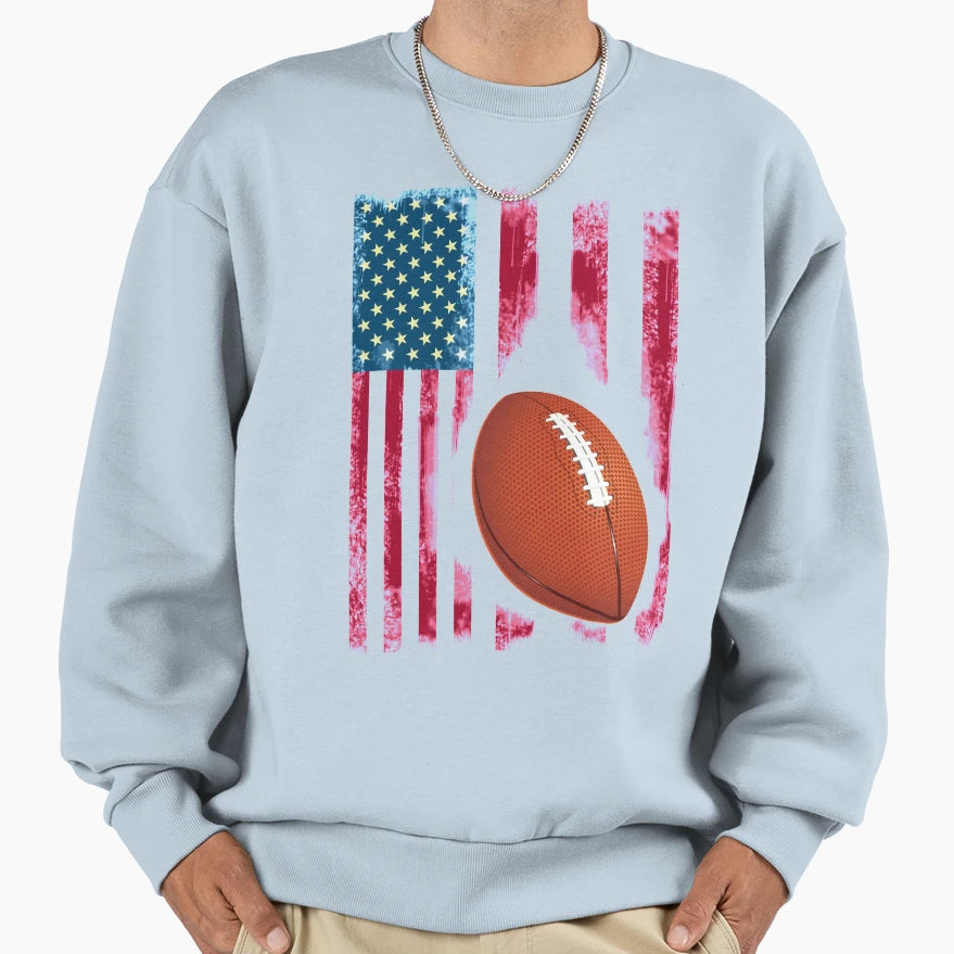 Football Sport Flag Usa America Sweatshirt - Novelty Apparel Men Women - T-Shirt, Sweatshirt, Hoodie