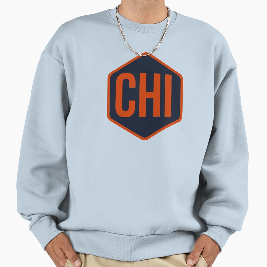 Chicago Hex Orange Navy Sweatshirt - Custom Art Print for Adults - T-Shirt, Sweatshirt, Hoodie