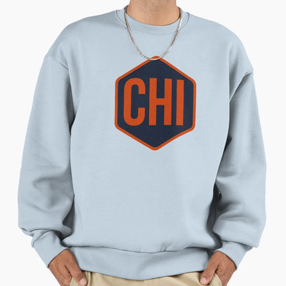 Chicago Hex Orange Navy Sweatshirt - Custom Art Print for Adults - T-Shirt, Sweatshirt, Hoodie