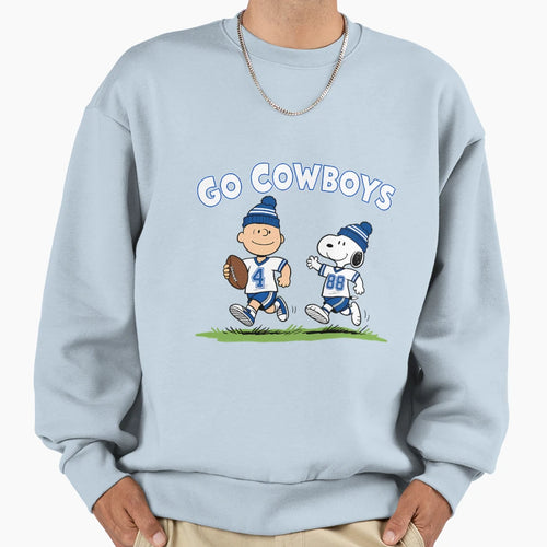 Dallas Football Go Cowboys Snoopy And Sweatshirt - Custom Art Print Unisex - T-Shirt, Sweatshirt, Hoodie