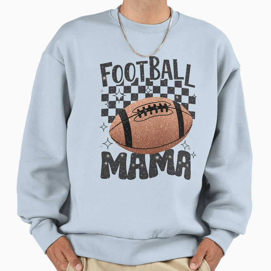 Football Mama Glitter Sweatshirt - Graphic Print for Adults - T-Shirt, Sweatshirt, Hoodie