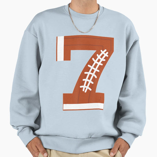 7Th Birthday Football Ball 7 Year Old Sweatshirt - Graphic Print Men Women - T-Shirt, Sweatshirt, Hoodie