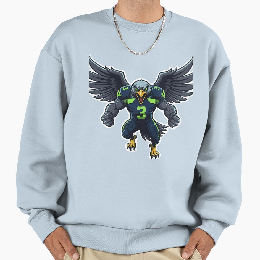 Fierce Hawk Football Player 3 Winged Sweatshirt - Unique Graphic Men Women - T-Shirt, Sweatshirt, Hoodie