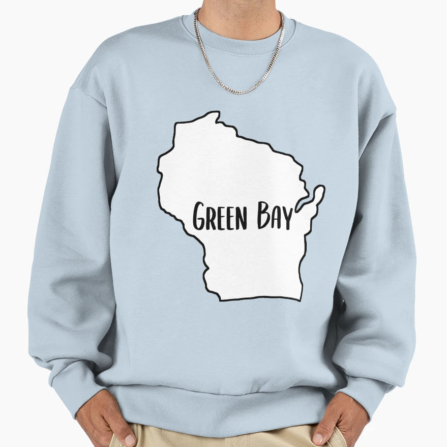 Green Bay Wisconsin Lettering Sweatshirt - Unique Graphic Unisex - T-Shirt, Sweatshirt, Hoodie